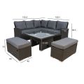 Garden furniture set MADRID table, corner sofa and 2 ottomans